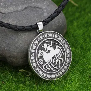 Bán Sỉ Vòng Cổ Mặt Dây Chuyền Bùa Hộ Mệnh Ngựa Viking Bắc Âu In Hình Ngựa RUNE