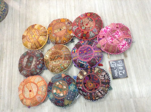 Handmade Embroidered 100% Cotton Multi Color <b>Cushion</b> <b>Cover</b> / Boho <b>Cushion</b> <b>Cover</b> Sitting Round Shape <b>Cushion</b> <b>Cover</b> - Product Image 2