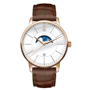 주문 로고 남자를 위한 우아한 스테인리스 달 단계 시계 서양식 호화스러운 Relojes 손목 시계 - Product Image 1