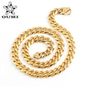 OUMI-Collar <span class=keywords><strong>de</strong></span> Eslabones Cubanos Chapado en Oro Pesado, Joyería Punk Hiphop <span class=keywords><strong>de</strong></span> Acero Inoxidable <span class=keywords><strong>de</strong></span> 18K, Diseño para Hombre, Boda - Product Image 2