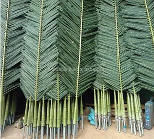 Tahan api sunproof buatan palm banches disesuaikan kain plastik buatan daun pohon palem banches buatan