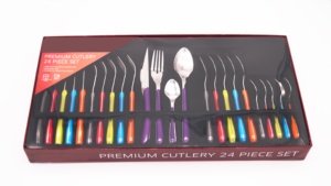 Nhà Sản Xuất Đá Cẩm Thạch Nhựa Xử Lý Dao Kéo Muỗng Nĩa Dao Cà Phê Bộ Cắm Trại Xách Tay Thép Không Gỉ Flatware - Product Image 6