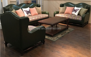 Gros style Américain classique en lin bleu foncé tissu salon loisirs canapé - Product Image 3