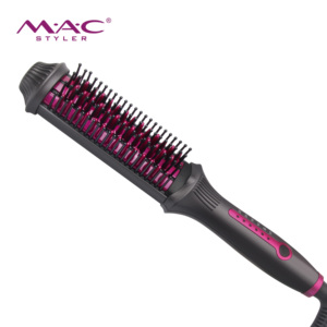 <strong>Heat</strong> <strong>Brush</strong> Straightening Hair <strong>Brush</strong> Rolling Purple Hair Straightener With Removeable Comb Attachment - Product Image 2