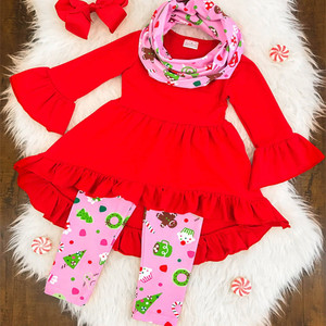 Conjunto Navideño de Algodón para Bebés y Niños Pequeños, Pantalones con Volantes Rosas, Ropa de Invierno para Niños, Fabricante de Ropa, Conjuntos Navideños para Niñas - Product Image 5