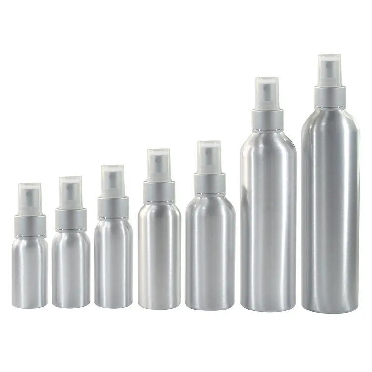 Embalagens de cosméticos frasco de perfume ml 50 30ml 100ml 120ml 150ml de alumínio frasco de spray fino com alumínio prata tampa da névoa