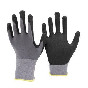 Guantes de seguridad de nitrilo, manoplas de espuma de nailon, color negro, baratos - Product Image 1