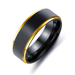 Marlary Fantasie Mode Streifen Gold 316L Edelstahl Schwarz Ring