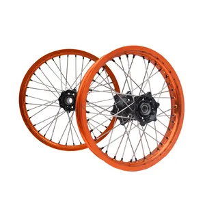 High Quality Motorcycle Wheels 19 inch Orange Rims and Black Hubs