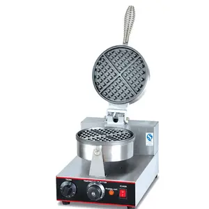110 V 220 V Paslanmaz Çelik Ticari Tek Plakalı Yuvarlak waffle makinesi