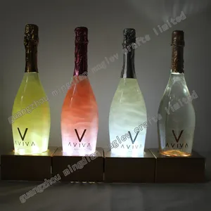 Led brillante glorifier de visualización bastidores de oro botella de vino con AVIVA