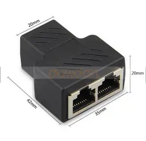Konektor Soket Ethernet 1 Ke 2 Port RJ45 8P8C Kucing Betina 5/Kucing 6 LAN