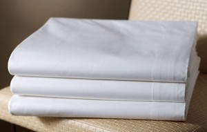 300TC 100% ผ้าฝ้ายโรงแรมธรรมดาสีขาวผ้านวมคลุมเตียงแผ่นชุด - Product Image 3