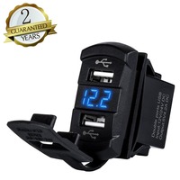 Pengisi daya usb ganda 12V 4,2 A, dengan Voltmeter led untuk mobil