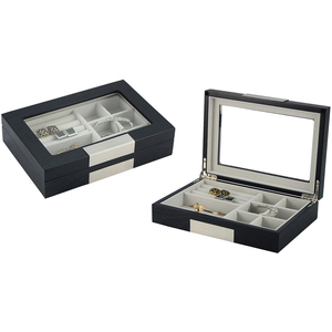 Mun sơn mài bằng gỗ Nhẫn hộp và Khuy măng sét lưu trữ hộp 16 cặp Cuff liên kết hộp - Product Image 6