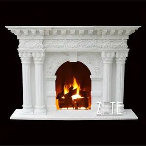 Customized Size Hand Carved European Marble Stone Fireplace