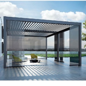 Stores motorisés imperméables en aluminium, 2 pièces, Pergola de jardin, piscines de gazébo, toit avec <span class=keywords><strong>rideau</strong></span> latéral - Product Image 3