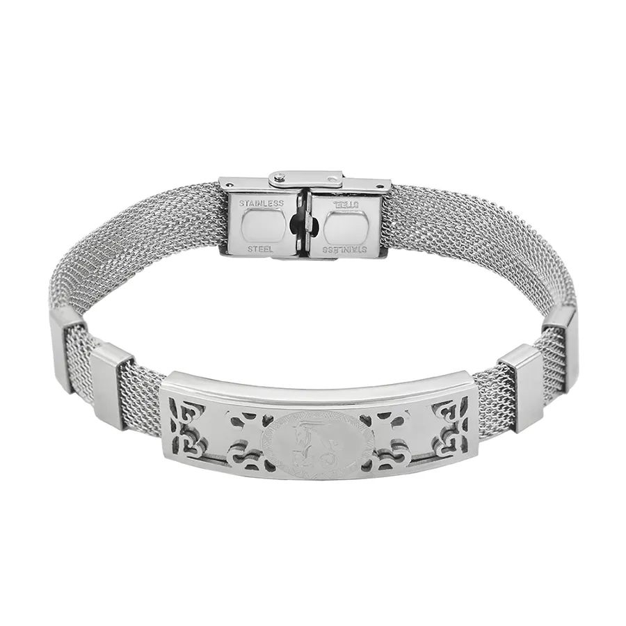 Bracelet-14-fashion takı ve aksesuarları çelik kazınmış inek görüntü unisex dostluk bilezikler