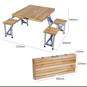 Gran oferta, venta al por mayor de China, Maleta portátil de 4 asientos de madera plegable para acampar al aire libre, mesa de picnic plegable con agujero de paraguas - Product Image 5