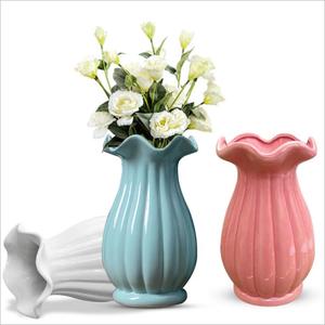 festoneado tulipán florero <span class=keywords><strong>para</strong></span> sala de jarrón de flores <span class=keywords><strong>para</strong></span> boda Casa Decor Oficina de flor de cerámica, florero - Product Image 5