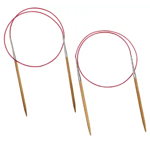 Ensemble d'aiguilles à tricoter circulaire en bambou, Tube rouge, jeu pour le fil à tricoter à la main, 25 pièces