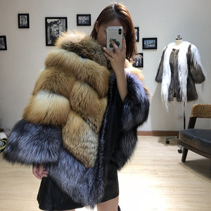 Wholesale Luxurious Red Fox Silver Fox Fur Big Capes Fur Poncho Cape for Women