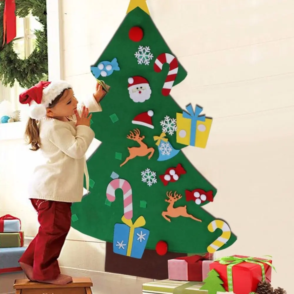 2018 Xmas Home Door Decoration Gifts Educational DIY Felt Christmas Tree with Ornament Set for kids