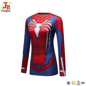 <span class=keywords><strong>T</strong></span>-<span class=keywords><strong>shirt</strong></span> a compressione da <span class=keywords><strong>donna</strong></span> con stampa completa di vestiti da allenamento per supereroi - Product Image 3