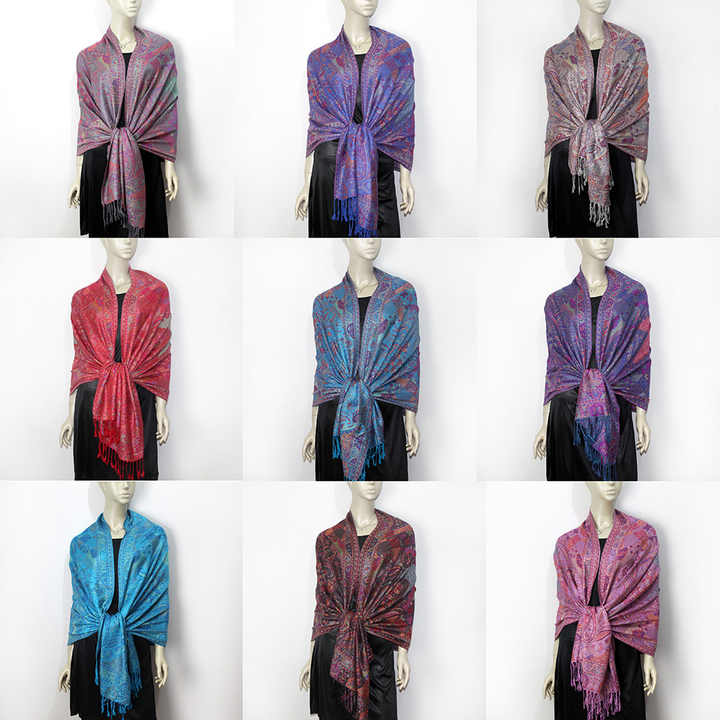 Latest Dubai Magic Shawl 70 Cashmere 30 Silk Paisley Shawls New Design Pashmina Scarf