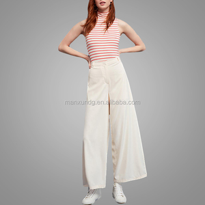 Venta caliente blanco hendidura lateral <span class=keywords><strong>pantalones</strong></span> para las mujeres, <span class=keywords><strong>pantalones</strong></span> piernas amplia nuevo estilo <span class=keywords><strong>pantalones</strong></span> de las señoras - Product Image 3