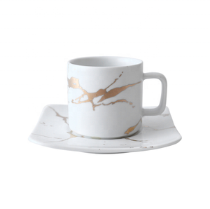 Prodotti per la casa antico moderno turco di colore oro bianco porcellana tazza di caffè e piattino - Product Image 2