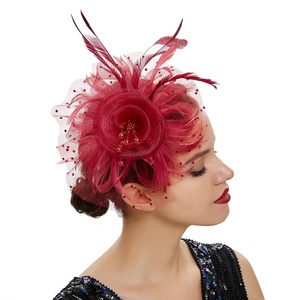 Accesorios para el cabello flor malla cintas plumas en una cinta y un Clip fiesta de té sombreros Fascinator sombrero