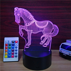 Lampu malam LED USB 3D bentuk kuda Modern, lampu malam hewan warna-warni kecil dengan lampu dekorasi sumber daya listrik