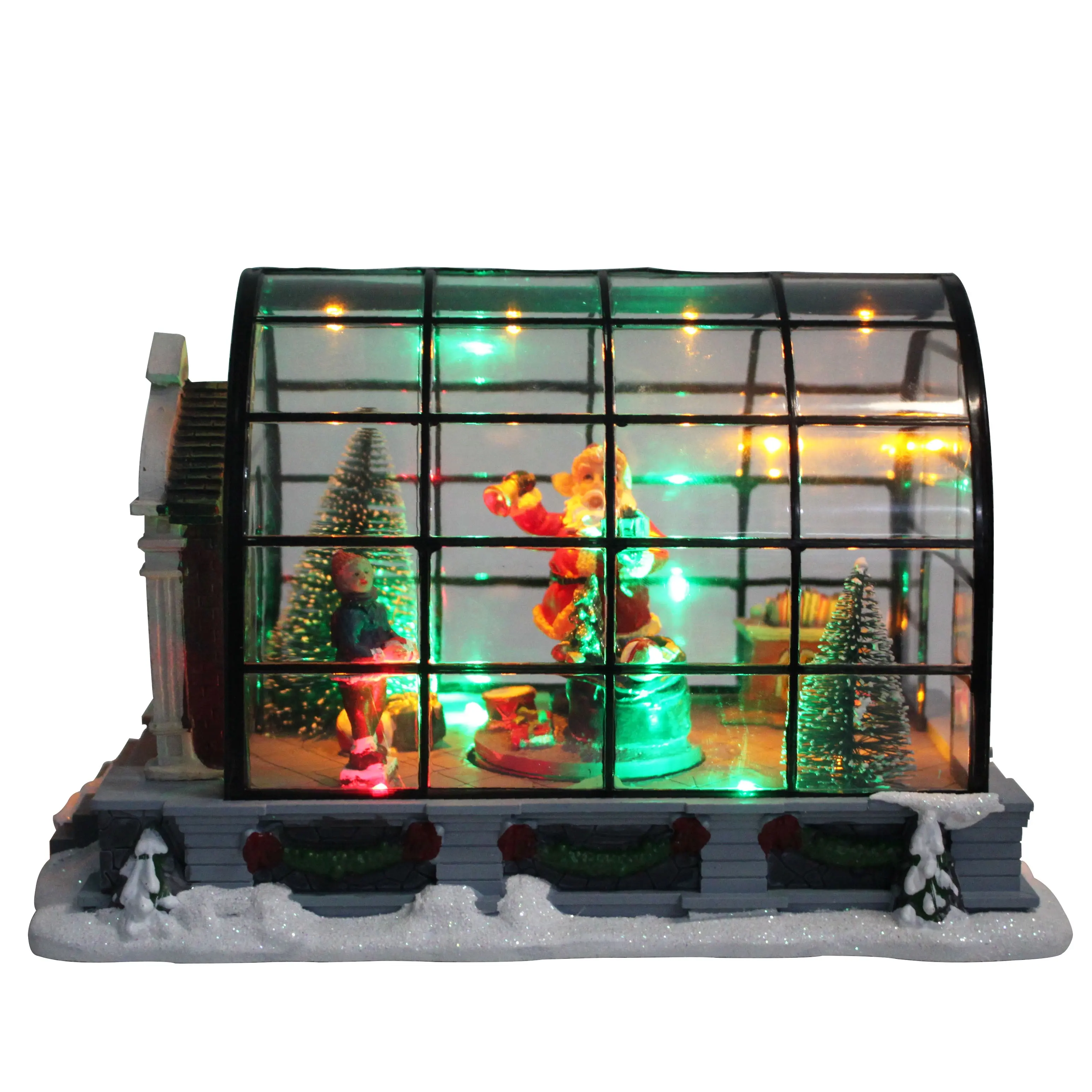 Indoor decor Battery Mult-Led lights up animated Santa New Arrives acrylic Christmas house box gift