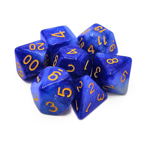 Custom galaxy ที่มีสีสันเกมลูกเต๋า <span class=keywords><strong>golden</strong></span> glitter polyhedral ลูกเต๋าชุด