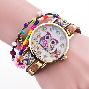 <span class=keywords><strong>Montre</strong></span> de luxe à perles pour femme, forme de hibou, fleurs, Design conque, <span class=keywords><strong>tissé</strong></span>, plusieurs enveloppes, qualité supérieure, 2018 - Product Image 3