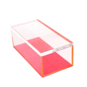 Hộp Đựng Văn Phòng Phẩm Để Bàn Màu Hồng Neon, Vật Tư Văn Phòng, Sắp Xếp Bàn Acrylic Có Nắp Dày - Product Image 2