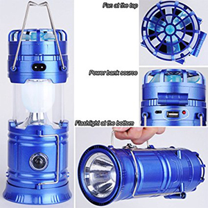 Súper portátil Solar Powered LED lámpara de Camping recargable plegable linterna de Camping con ventilador al aire libre - Product Image 4