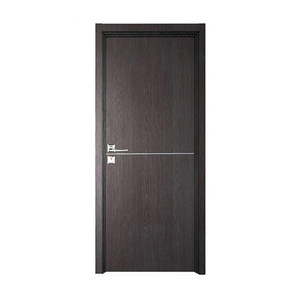 Porte battante à âme en bois massif moulé au design moderne, isolation phonique, revêtement composite en feuille noire, finition mélamine intérieure - Product Image 5
