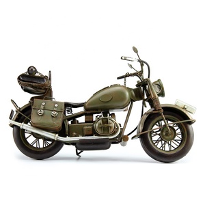 Hadiah Anak Laki-laki, Model Logam Vintage Kerajinan Sepeda Motor Militer Model Dekorasi Rumah Ornamen Hadiah Anak Laki-laki