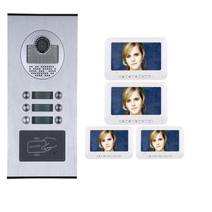 4 daire Görüntülü Kapı Telefonu interkom sistemi HD 1000TVL Kamera Kapı Zili Kamera ile 6 düğme 4 Monitörler - Product Image 1
