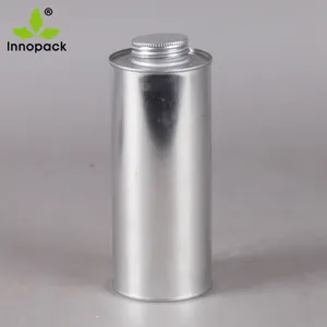 1 litre metal tin can. Cylindrical engine oil cans