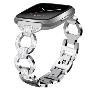 Tschick – Bracelets métalliques pour montre <span class=keywords><strong>Fitbit</strong></span> Versa, Bracelets Bling avec strass pour femmes et filles - Product Image 3