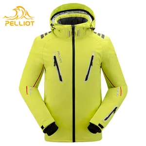 Jaket salju Ski uniseks pria dengan rok bubuk dapat dilepas musim dingin Goretex hangat Polartec penahan angin Anti-UV Rip-Stop poliester