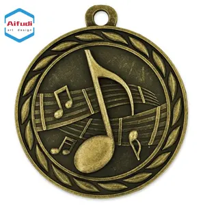 gold silver bronze custom metal blank casting music award medal with ribbon