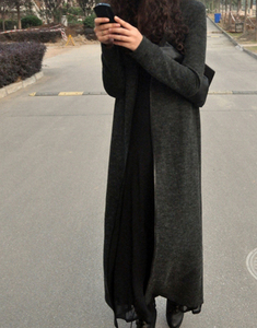 P18B67TR Maglione <span class=keywords><strong>Cardigan</strong></span> elegante da donna lavorato a maglia in Cashmere 100 cappotto lungo con bordo e <span class=keywords><strong>cintura</strong></span> in pelle - Product Image 6