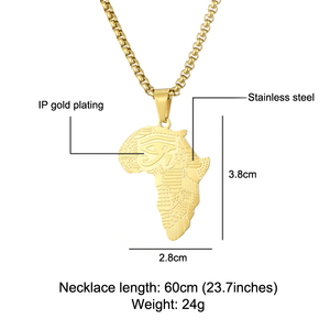 2018 Unisex oro placcato in oro 18K Africa mappa collana pendente gioiello smeraldo <span class=keywords><strong>gioielli</strong></span> all'ingrosso - Product Image 2