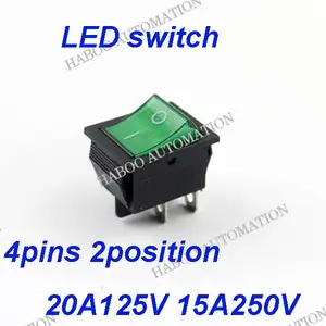 15a 125vac rocker switch 6 pins 2 posirion mini switch avec led rouge vert jaune