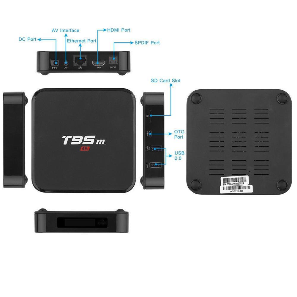 T95m Android 6.0 TV Box Sans Fil WiFi 2G/8 GB Amlogic S905X Quad Core 4 K KODI 16.0 Smart TV Récepteurs 2.4G 5 GHz Smart TV Box