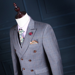 Check Grid colletto con visiera formale <span class=keywords><strong>maschile</strong></span> smoking su misura Costume 3 pezzi giacca gilet pantaloni NA28 abiti con pantaloni doppio seno - Product Image 2